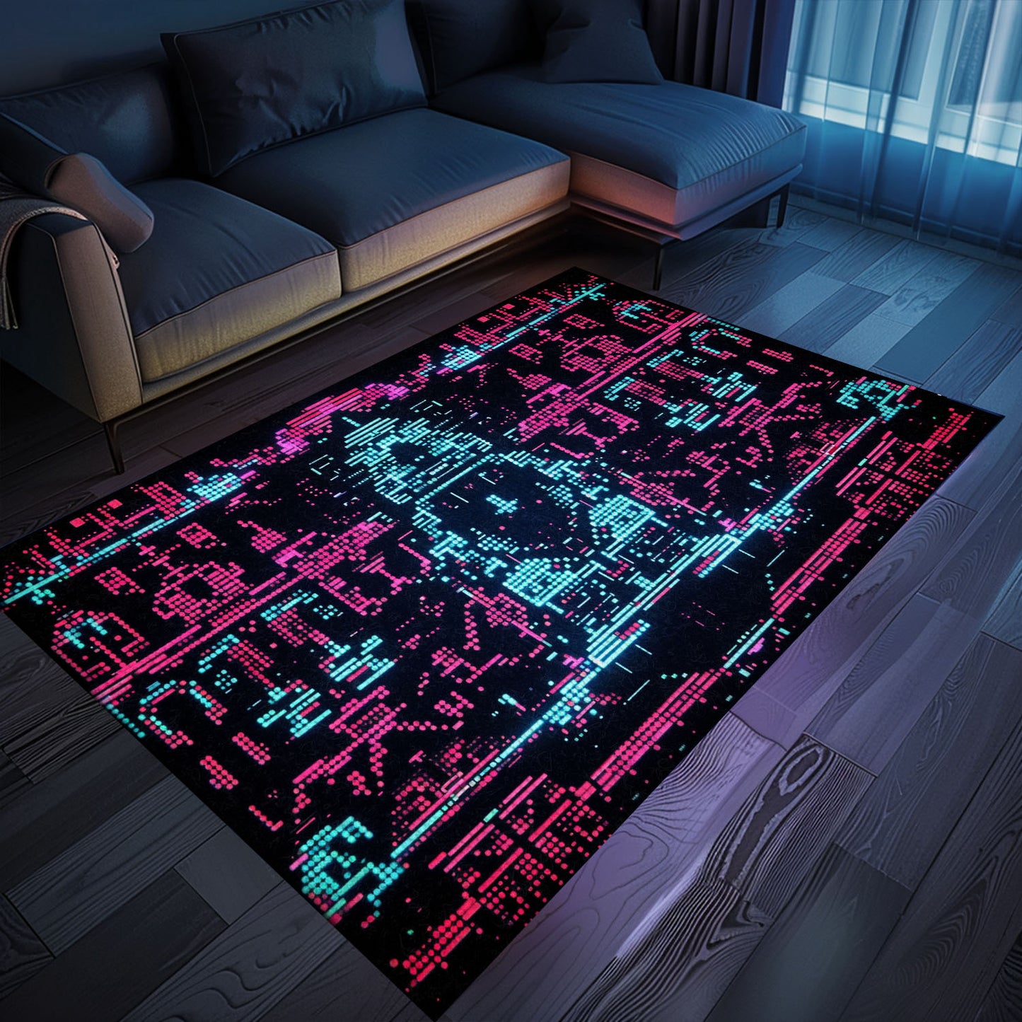 Bring Arcade Fun Home with Dark and Neon 80s Arcade NES Game 8bit Area Rug, Arcade Decor, Gift for Gamers, Video Game Lovers G268