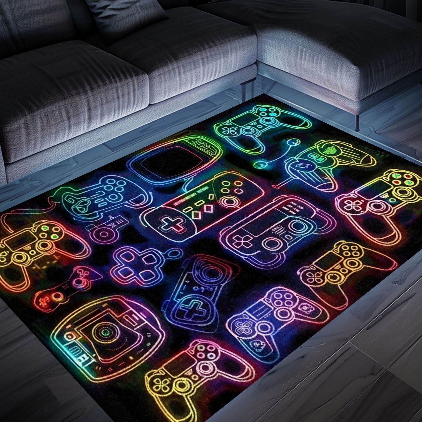 Transform Your Room with Dark and Neon 80s Arcade NES Game 8bit Area Rug: Ideal for Gamers, Arcade Decor, Gift for Gamers, Video Game Lovers G264