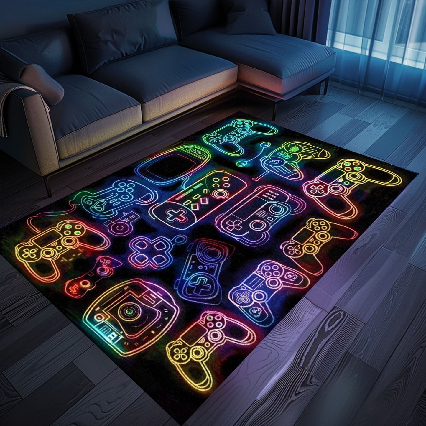 Transform Your Room with Dark and Neon 80s Arcade NES Game 8bit Area Rug: Ideal for Gamers, Arcade Decor, Gift for Gamers, Video Game Lovers G264