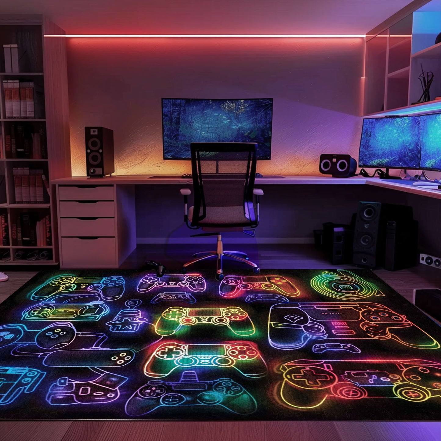 Dive into Nostalgia with Dark and Neon 80s Arcade NES Game 8bit Area Rug for Living Rooms and Bedrooms, Arcade Decor, Gift for Gamers, Video Game Lovers G261