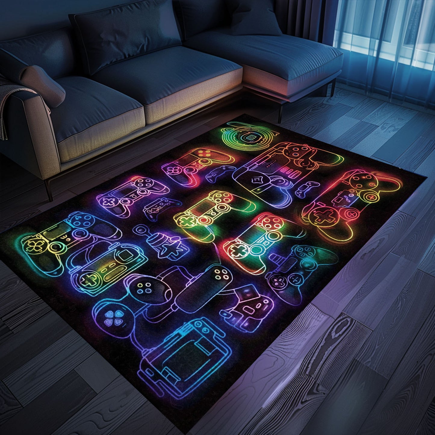 Dive into Nostalgia with Dark and Neon 80s Arcade NES Game 8bit Area Rug for Living Rooms and Bedrooms, Arcade Decor, Gift for Gamers, Video Game Lovers G261