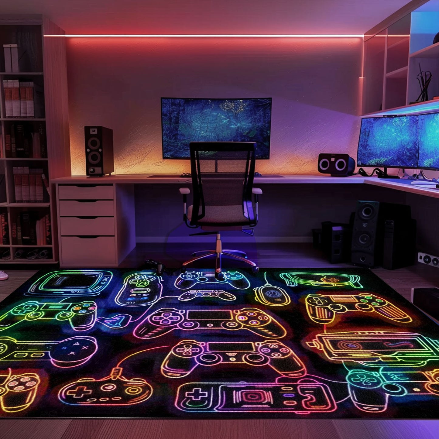 Upgrade Your Home Decor with Dark and Neon 80s Arcade NES Game 8bit Area Rug, Ideal for Video Game Enthusiasts, Arcade Decor, Gift for Gamers, Video Game Lovers G259