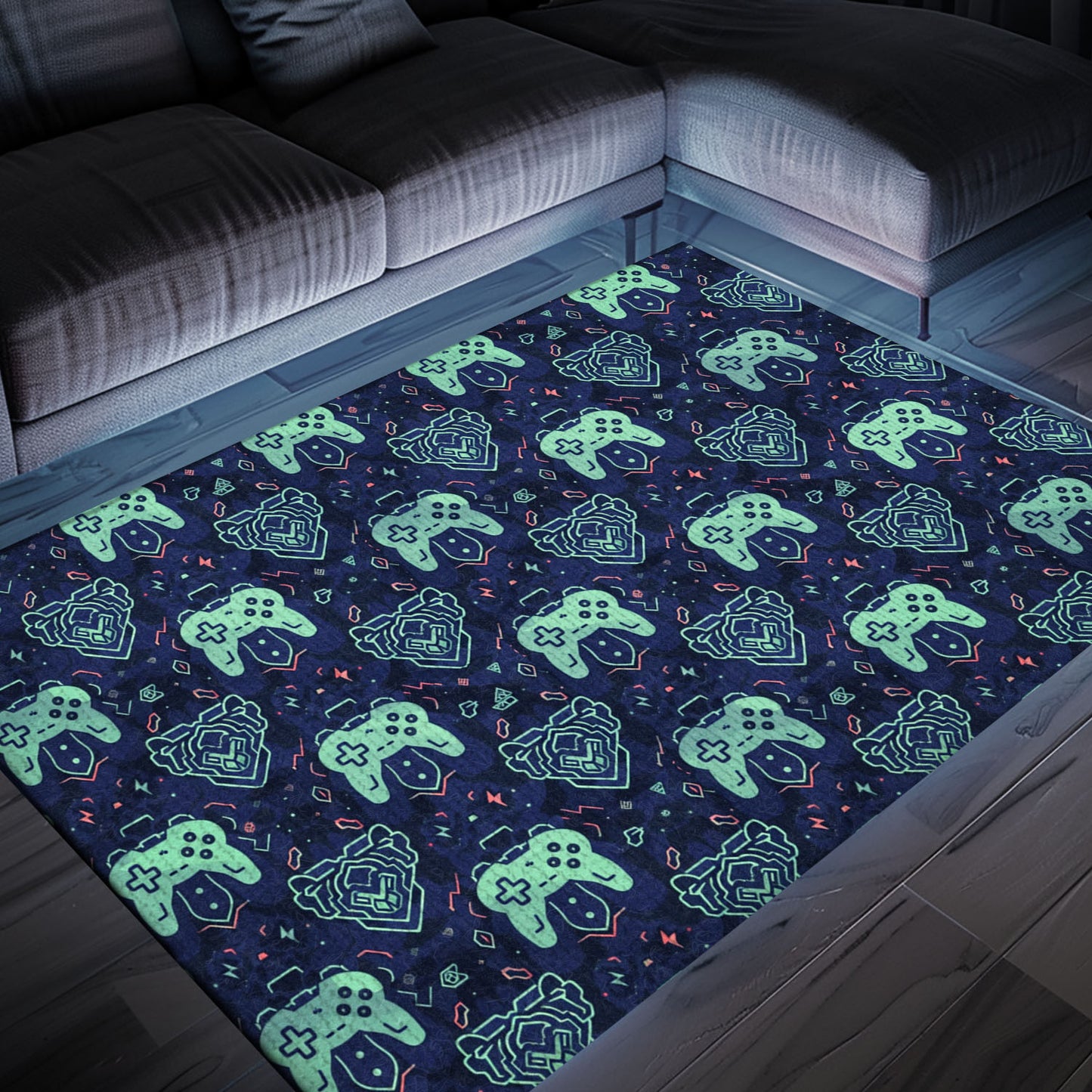 Indulge in Retro Gaming Culture with Dark and Neon 80s Arcade NES Game 8bit Area Rug, Perfect for Arcade Enthusiasts, Arcade Decor, Gift for Gamers, Video Game Lovers G258