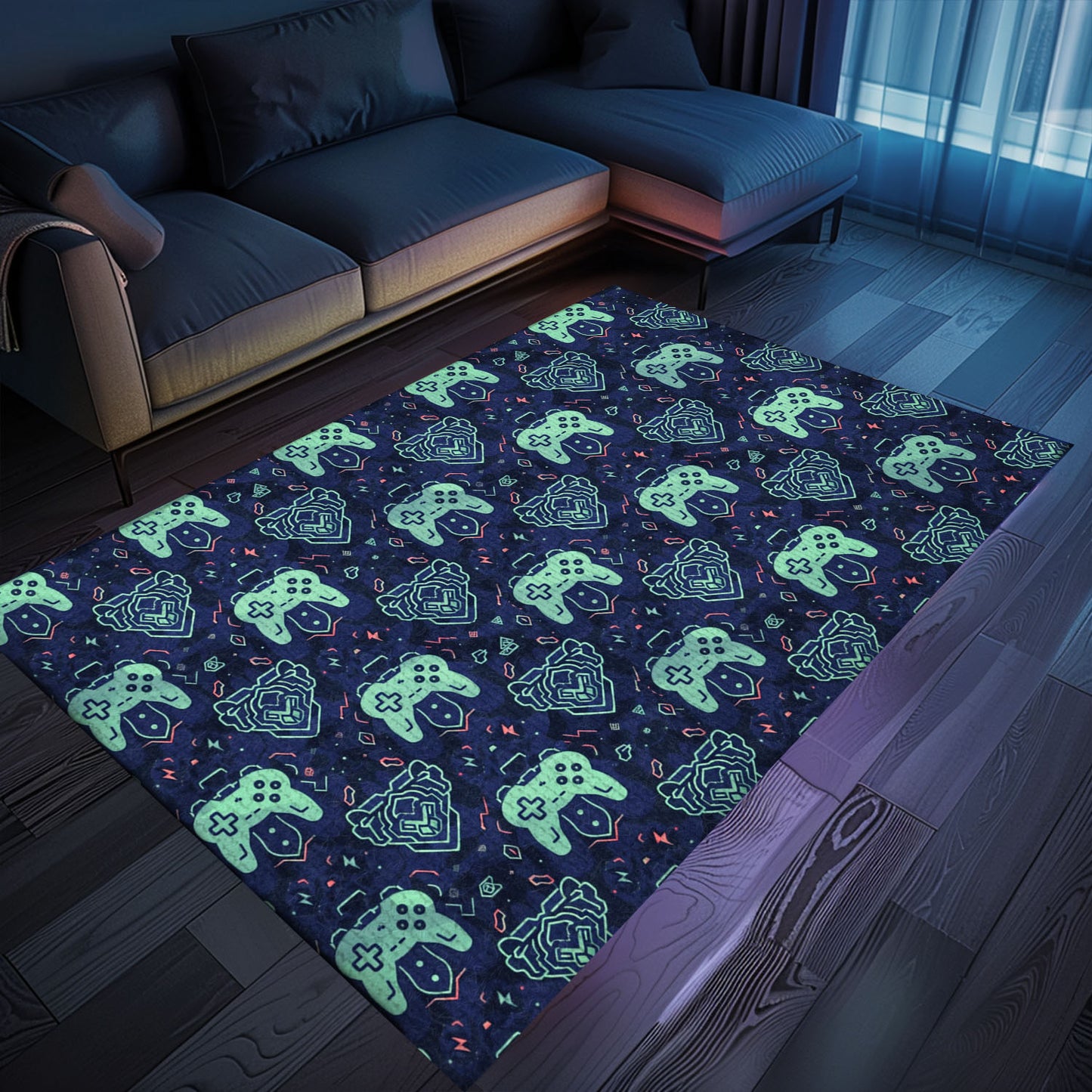 Indulge in Retro Gaming Culture with Dark and Neon 80s Arcade NES Game 8bit Area Rug, Perfect for Arcade Enthusiasts, Arcade Decor, Gift for Gamers, Video Game Lovers G258