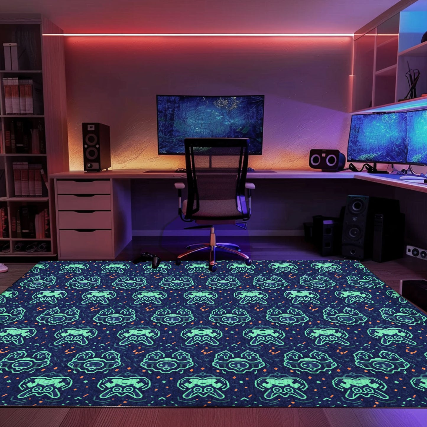 Enhance Your Gaming Den with Dark and Neon 80s Arcade NES Game 8bit Area Rug, Ideal for Retro Gaming Setup, Arcade Decor, Gift for Gamers, Video Game Lovers G257