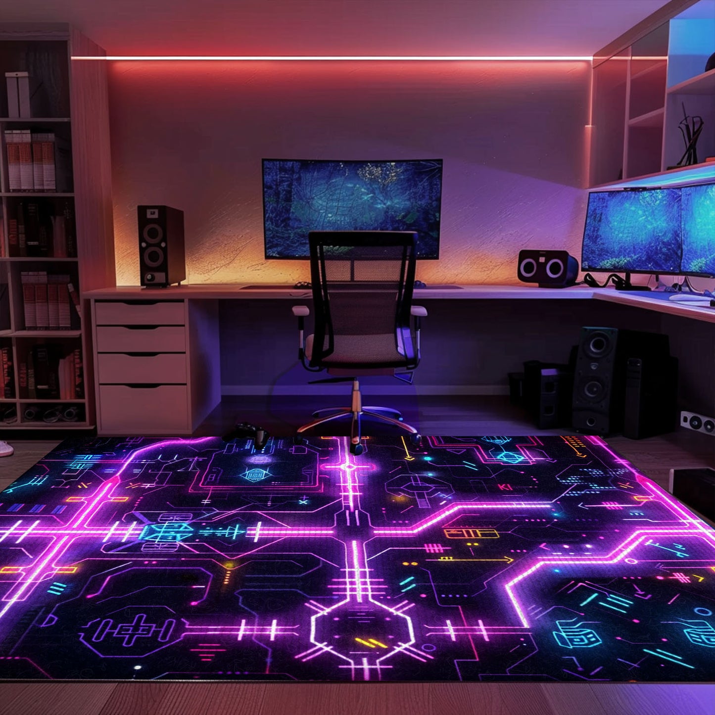 Level Up Your Décor with Dark and Neon 80s Arcade NES Game 8bit Area Rug, Arcade Decor, Gift for Gamers, Video Game Lovers G267