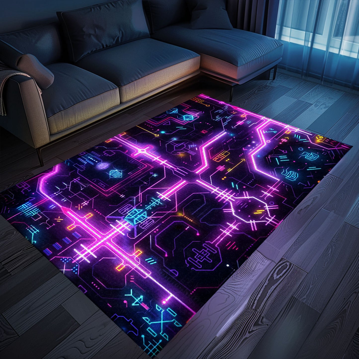 Level Up Your Décor with Dark and Neon 80s Arcade NES Game 8bit Area Rug, Arcade Decor, Gift for Gamers, Video Game Lovers G267