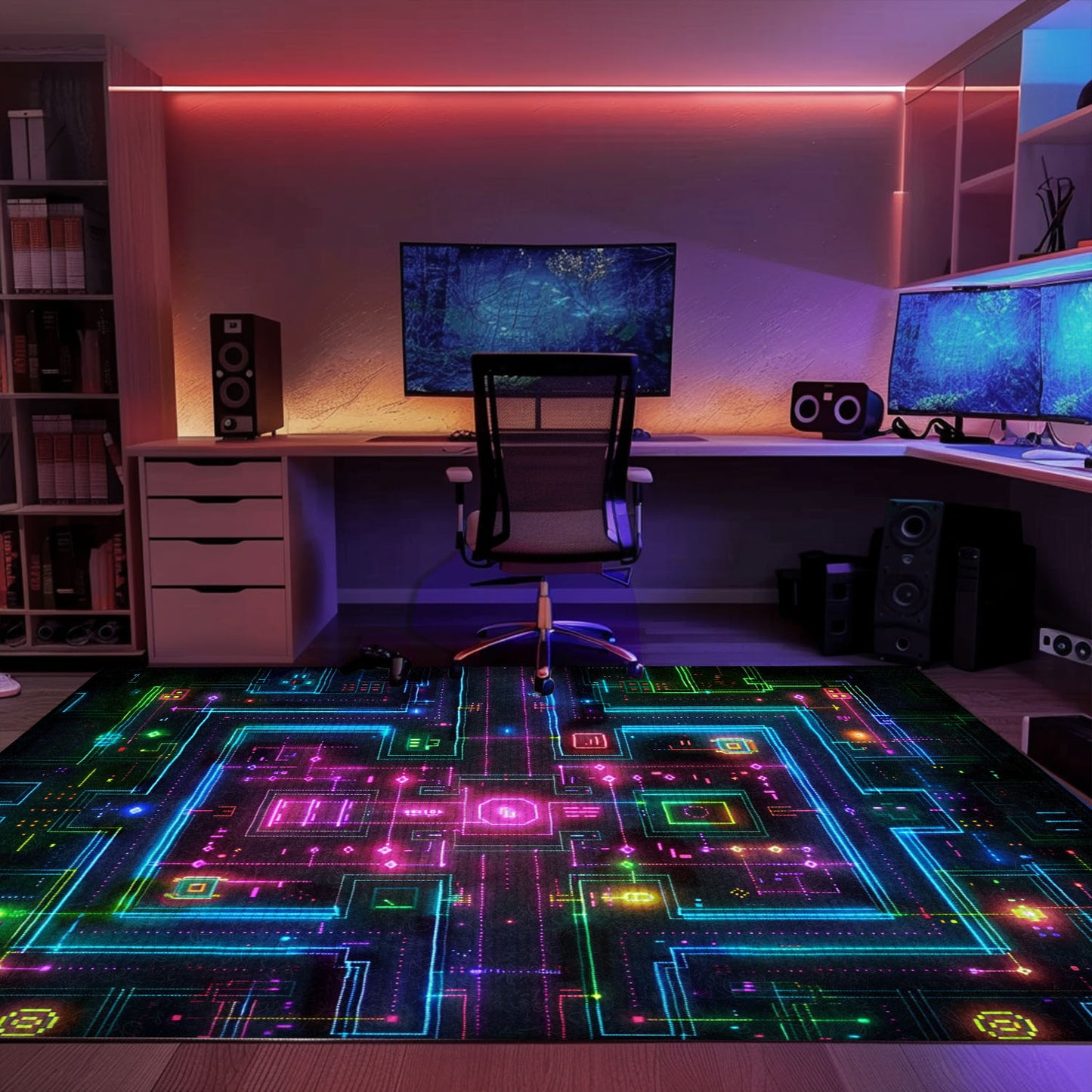 Make a Statement with Dark and Neon 80s Arcade NES Game 8bit Area Rug, Infusing Your Space with Video Game Charm, Arcade Decor, Gift for Gamers, Video Game Lovers G255