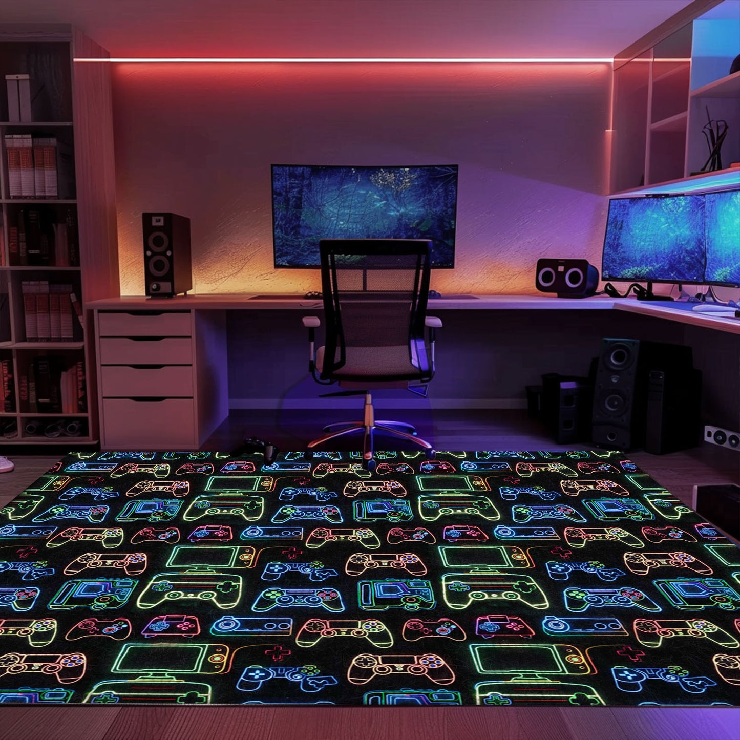 Personalize Your Space with Dark and Neon 80s Arcade NES Game 8bit Area Rug, Perfect for Retro Vibes, Arcade Decor, Gift for Gamers, Video Game Lovers G251