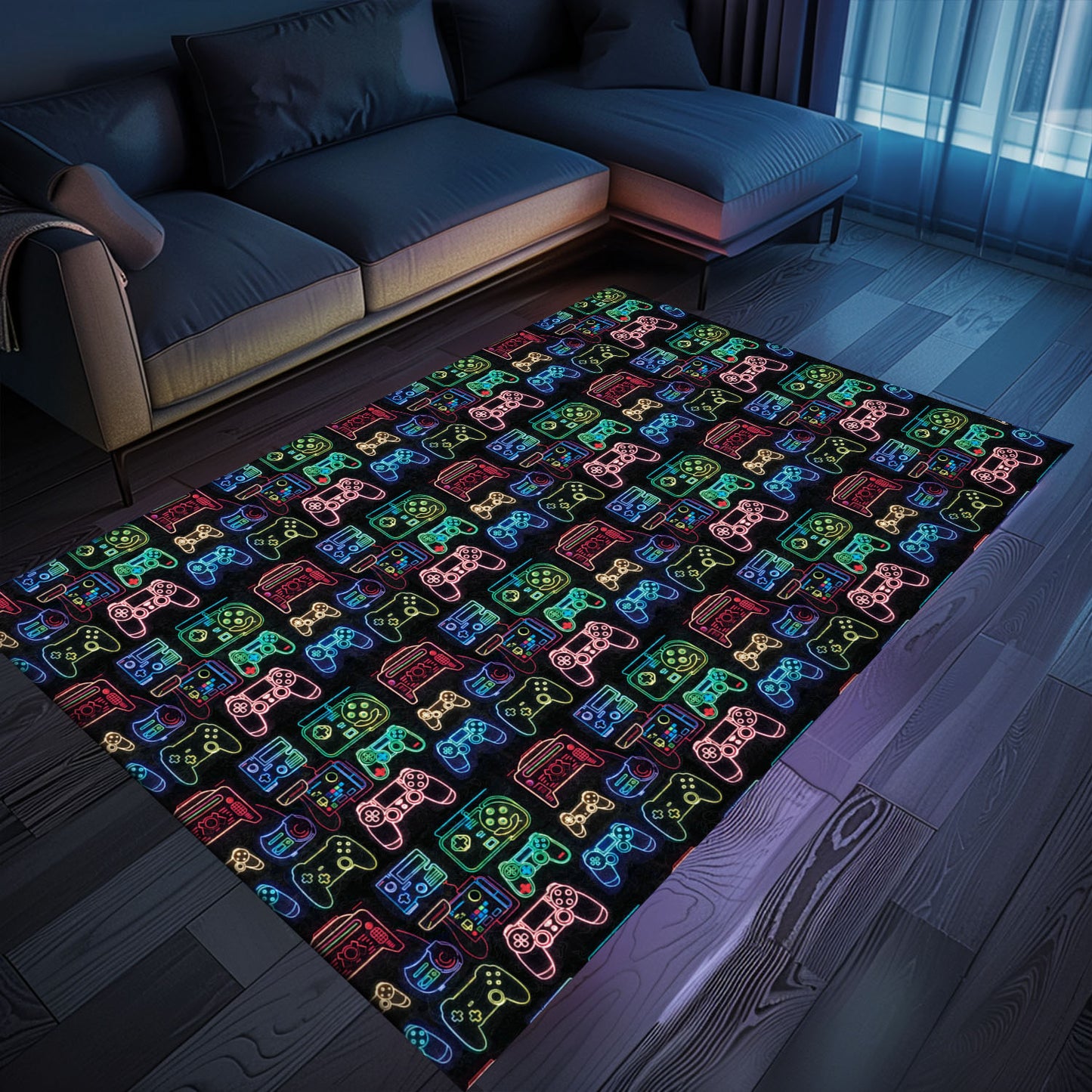 Upgrade Your Room Decor with Dark and Neon 80s Arcade NES Game 8bit Area Rug, the Ultimate Gift for Gamers, Arcade Decor, Gift for Gamers, Video Game Lovers G250