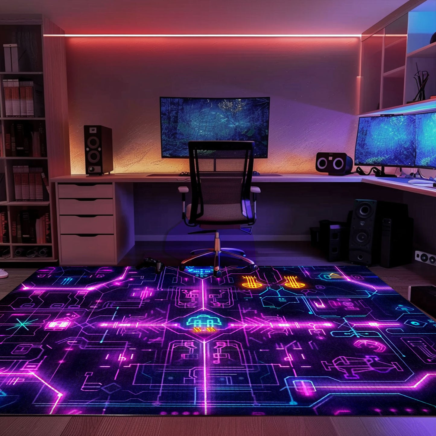Imbue Your Room with Gaming Nostalgia: Dark and Neon 80s Arcade NES Game 8bit Area Rug, Must-Have for Gamers, Arcade Decor, Gift for Gamers, Video Game Lovers G256