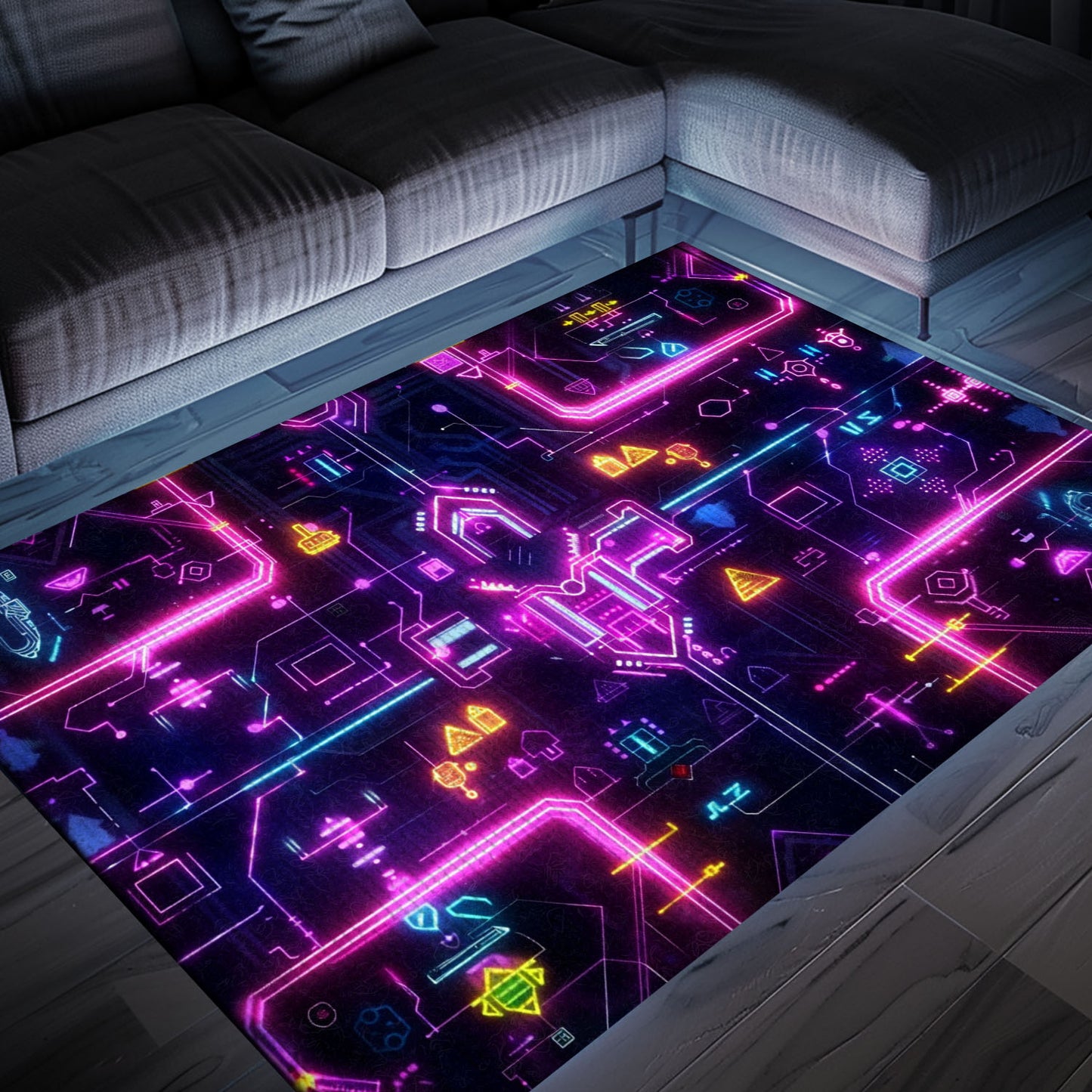 Level Up Your Decor with Dark and Neon 80s Arcade NES Game 8bit Area Rug, Channeling Video Game Nostalgia, Arcade Decor, Gift for Gamers, Video Game Lovers G245