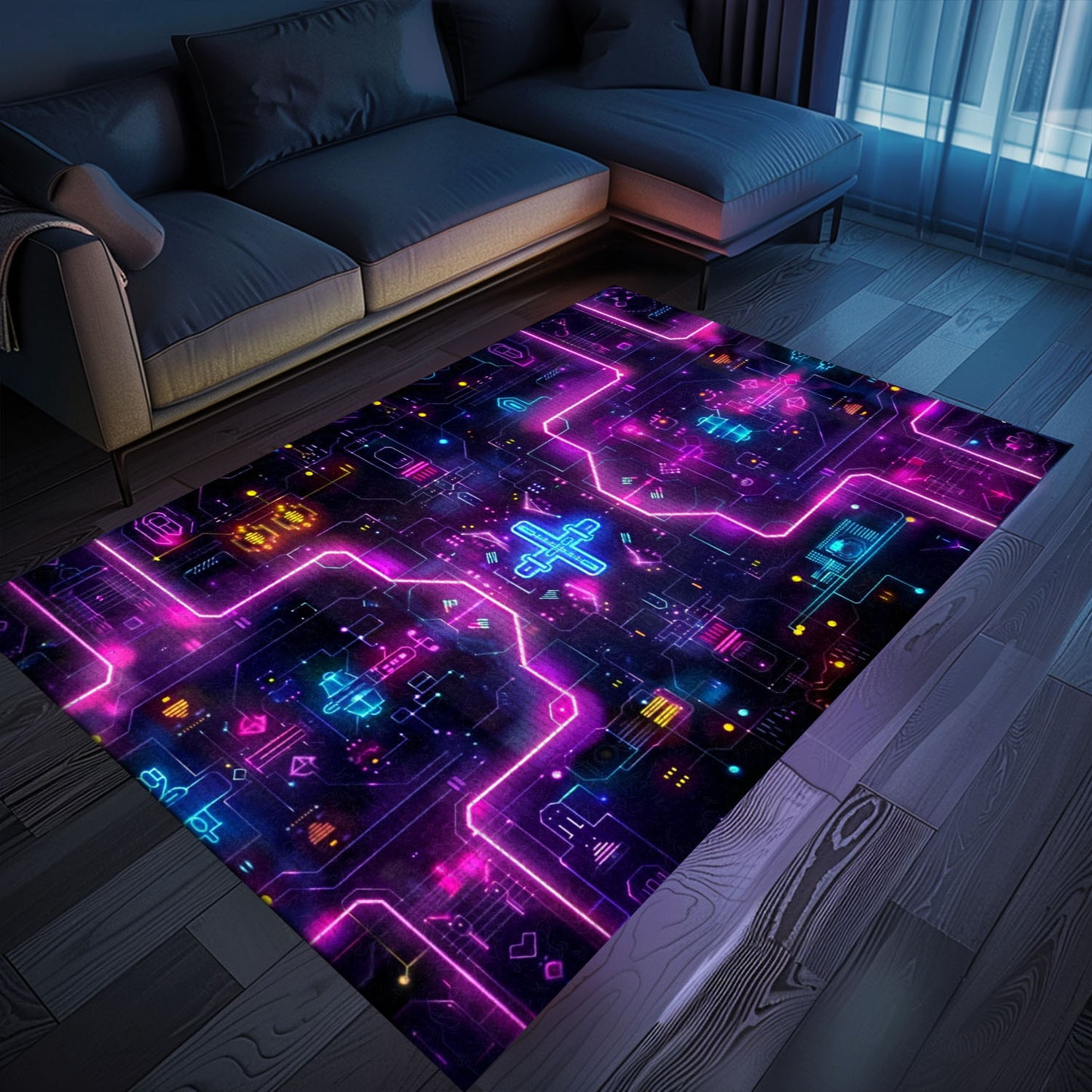 Elevate Your Home with Dark and Neon 80s Arcade NES Game 8bit Area Rug, Perfect Gift for Gamers, Arcade Decor, Gift for Gamers, Video Game Lovers G242