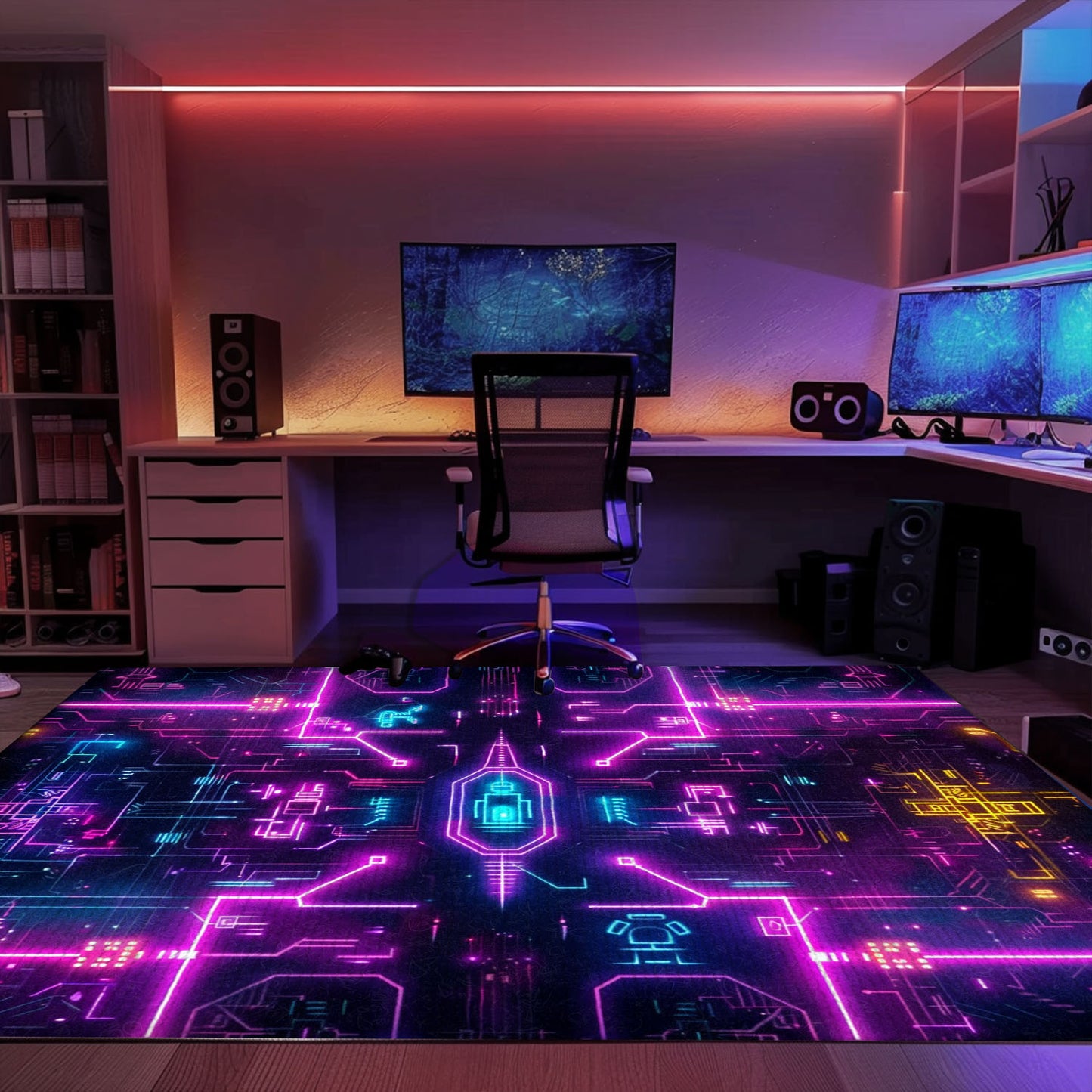 Transform Your Space with Dark and Neon 80s Arcade NES Game 8bit Area Rug, Ideal for Retro Gaming Decor, Arcade Decor, Gift for Gamers, Video Game Lovers G241