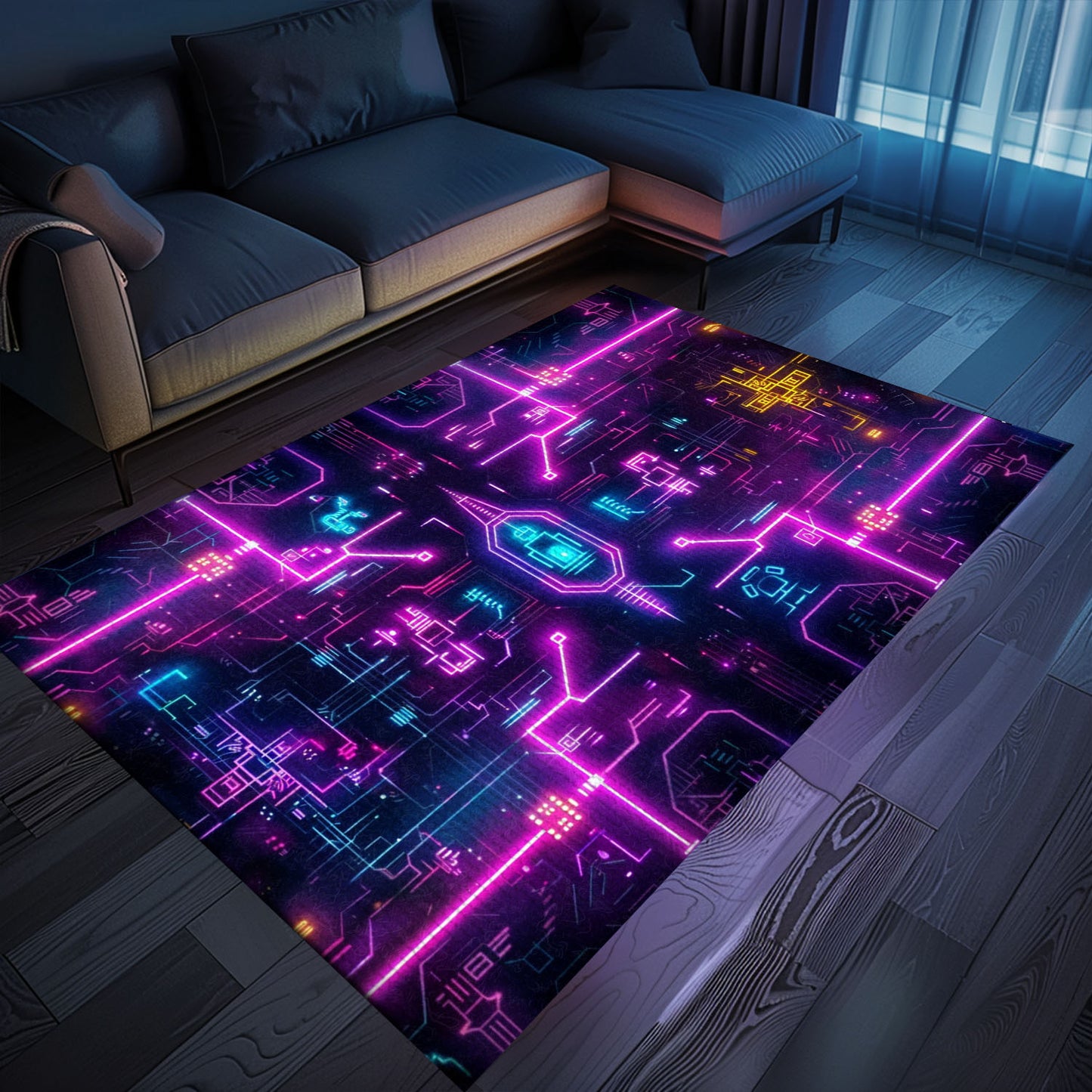 Transform Your Space with Dark and Neon 80s Arcade NES Game 8bit Area Rug, Ideal for Retro Gaming Decor, Arcade Decor, Gift for Gamers, Video Game Lovers G241