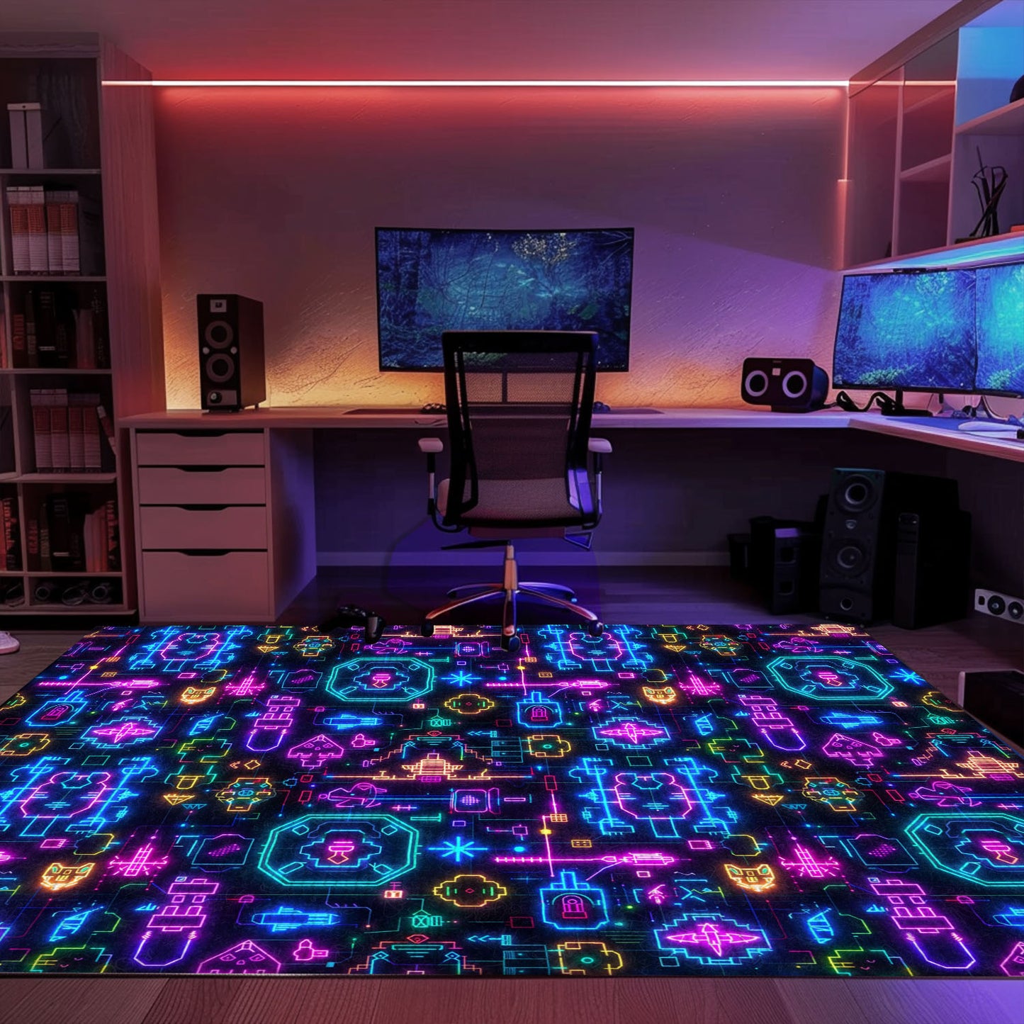 Elevate Your Gaming Space with Dark and Neon 80s Arcade NES Game 8bit Rugs for Living Room and Bedroom, Arcade Decor, Gift for Gamers, Video Game Lovers G341