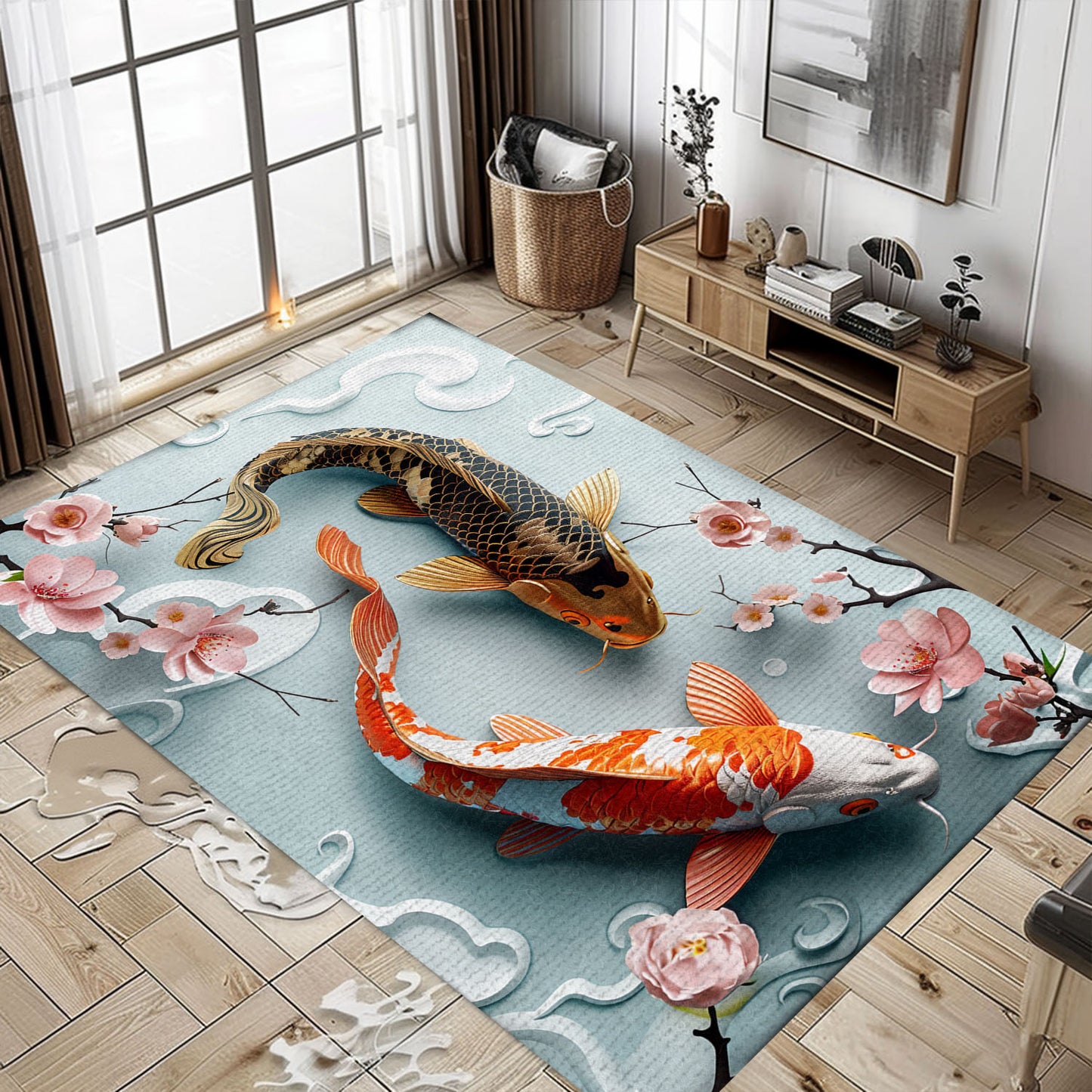 Luxurious Koi Fish Carpet for Living Room or Bedroom - Great Gift Idea for Koi Fish Lovers, Koi Rugs, Koi Fish Rug Carpet for Koi Lovers Size 5x8, 4x6, 3x5, 2x3 FT Koi 53