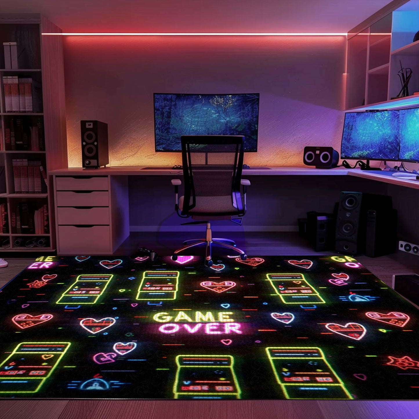 Neon Video Game Retro Arcade Game Room Area Rug: Enhance Your Home with Retro Gaming Vibes, Arcade Decor, Gift for Gamers, Video Game Lovers G110