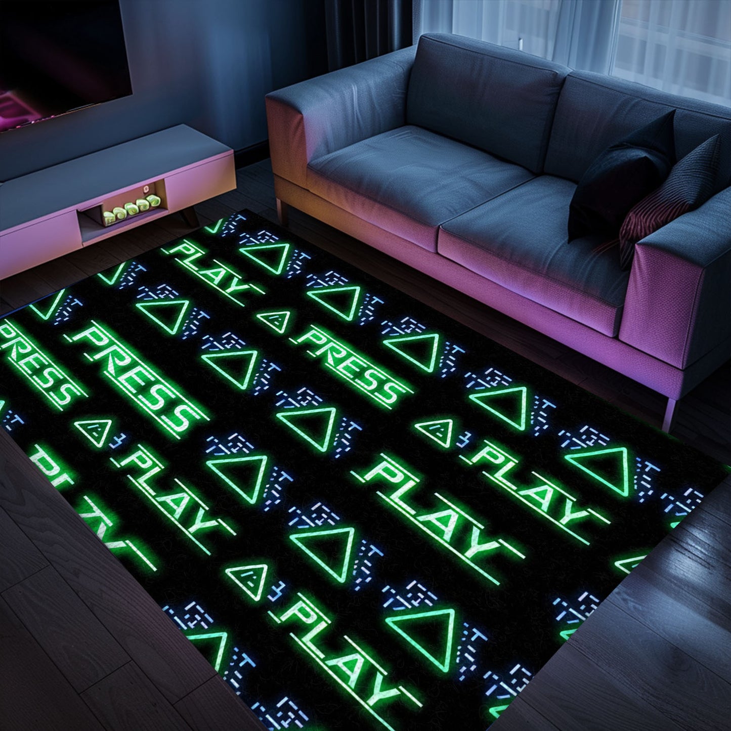 Vibrant Neon Video Game Retro Arcade Game Room Area Rug: Bring the Arcade Experience Home with Style, Arcade Decor, Gift for Gamers, Video Game Lovers G120