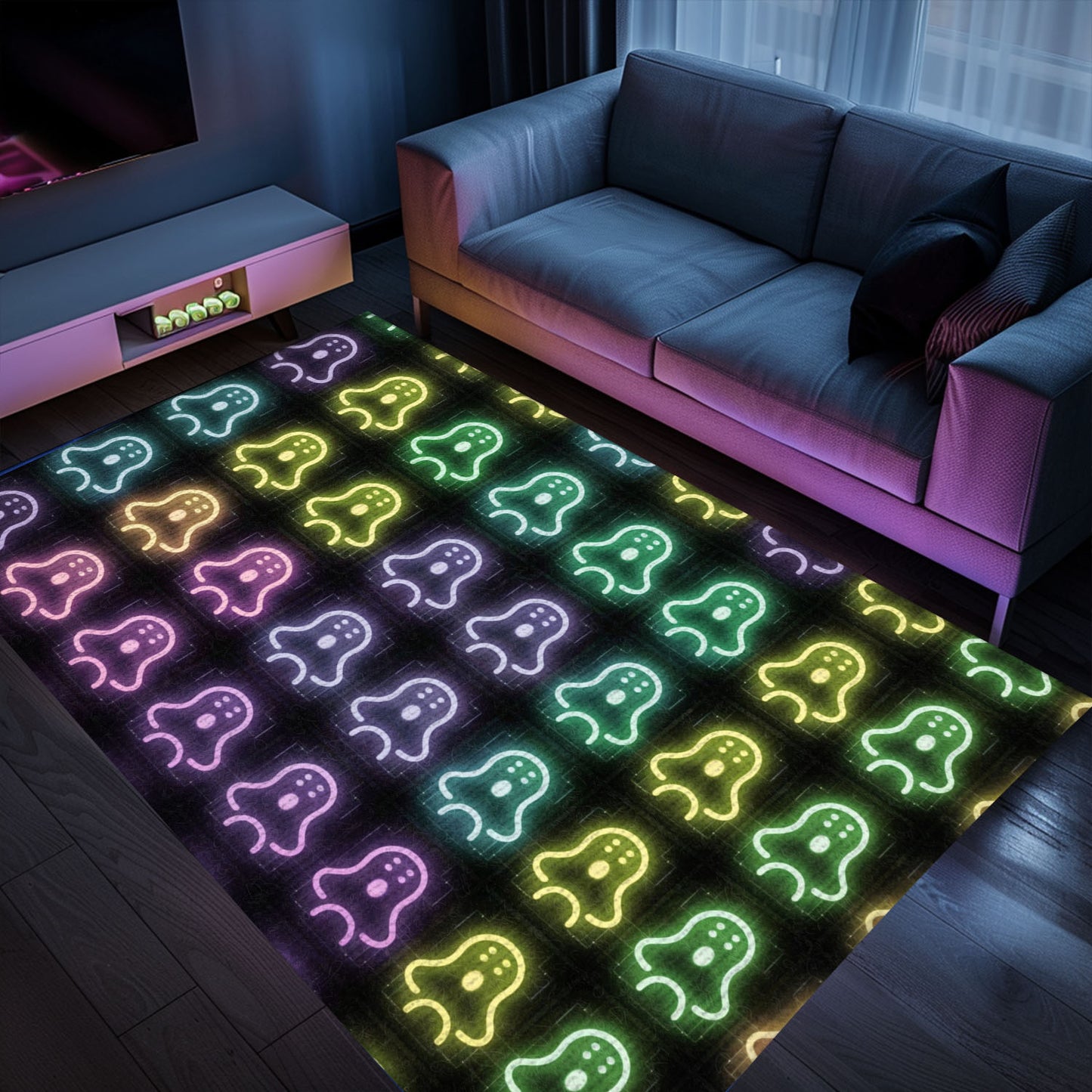 Stylish Neon Video Game Retro Arcade Carpet for Bedroom, Perfect for Gamers and Retro Video Game Fans, Arcade Decor, Gift for Gamers, Video Game Lovers G98