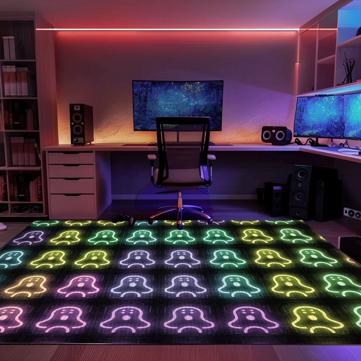 Stylish Neon Video Game Retro Arcade Carpet for Bedroom, Perfect for Gamers and Retro Video Game Fans, Arcade Decor, Gift for Gamers, Video Game Lovers G98