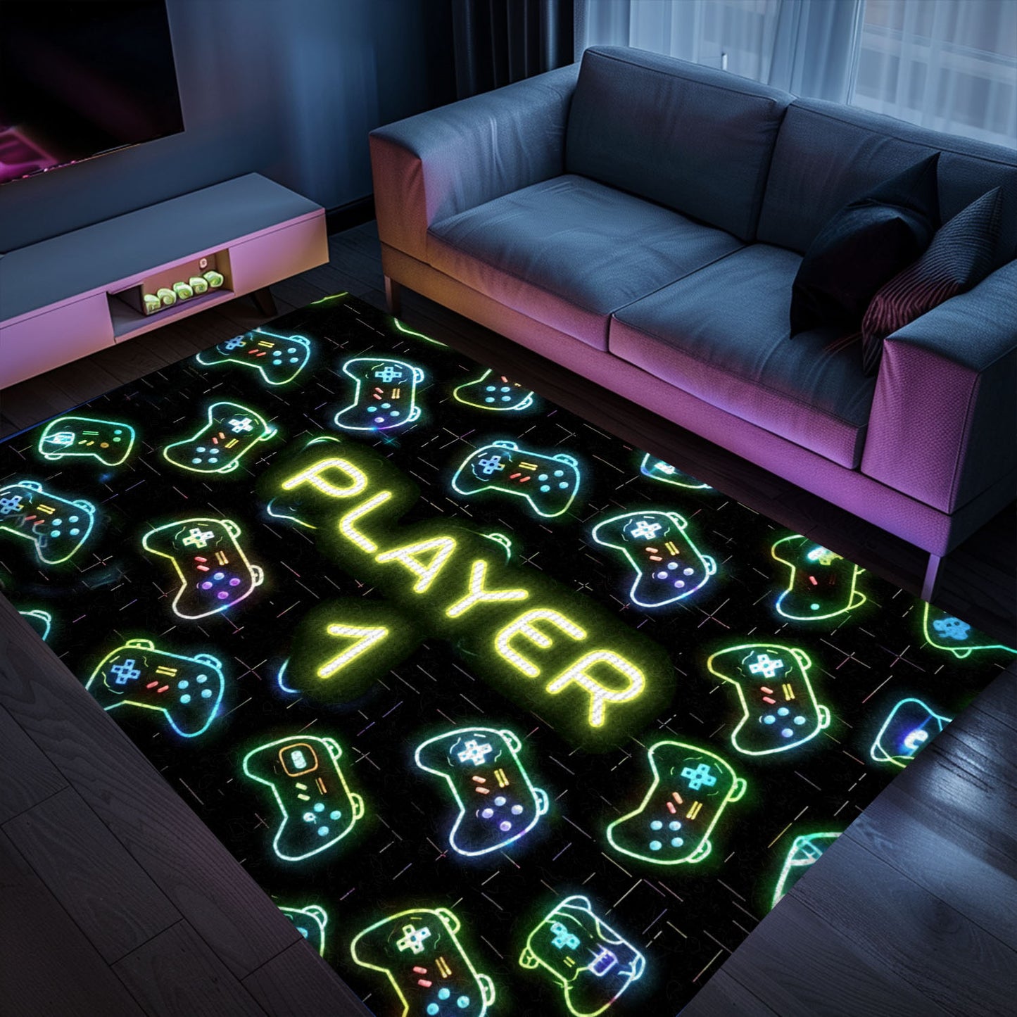 Unique Neon Video Game Retro Arcade Rug for Game Room, Perfect for Gamers Looking to Enhance Decor, Arcade Decor, Gift for Gamers, Video Game Lovers G86