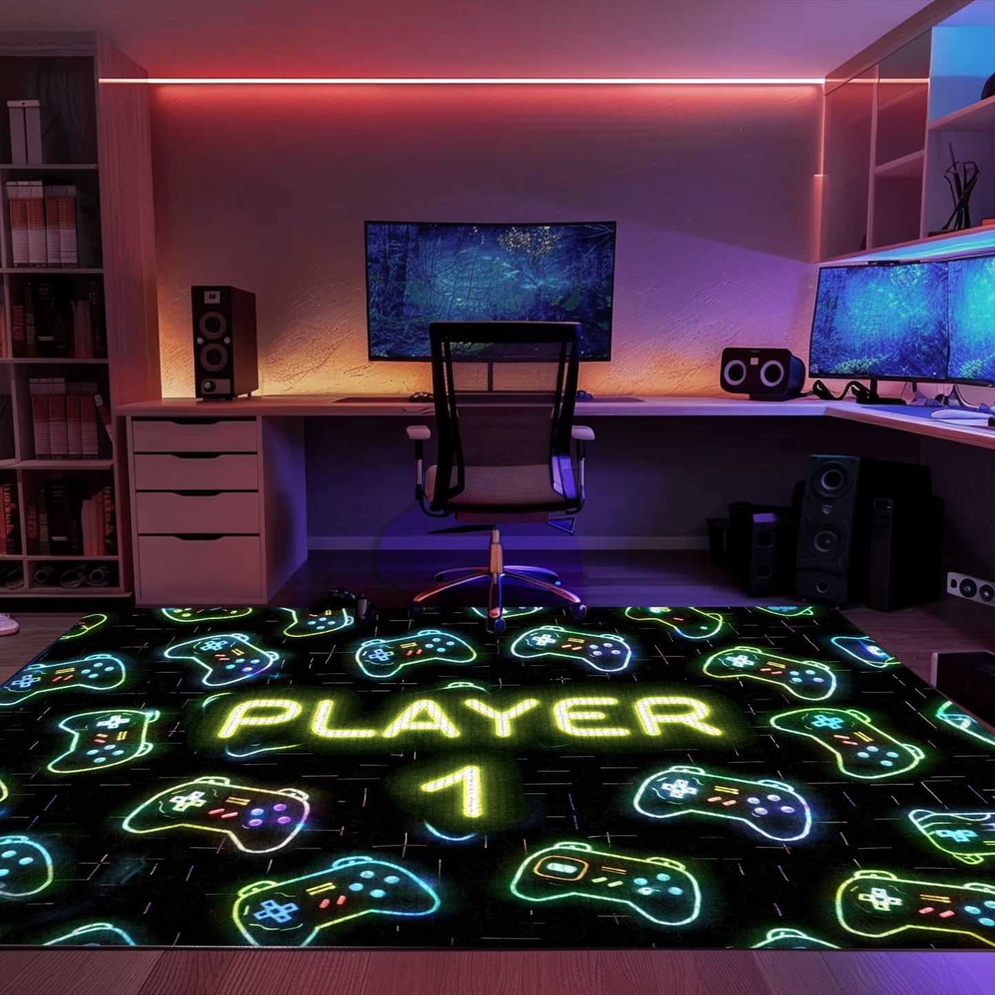 Unique Neon Video Game Retro Arcade Rug for Game Room, Perfect for Gamers Looking to Enhance Decor, Arcade Decor, Gift for Gamers, Video Game Lovers G86