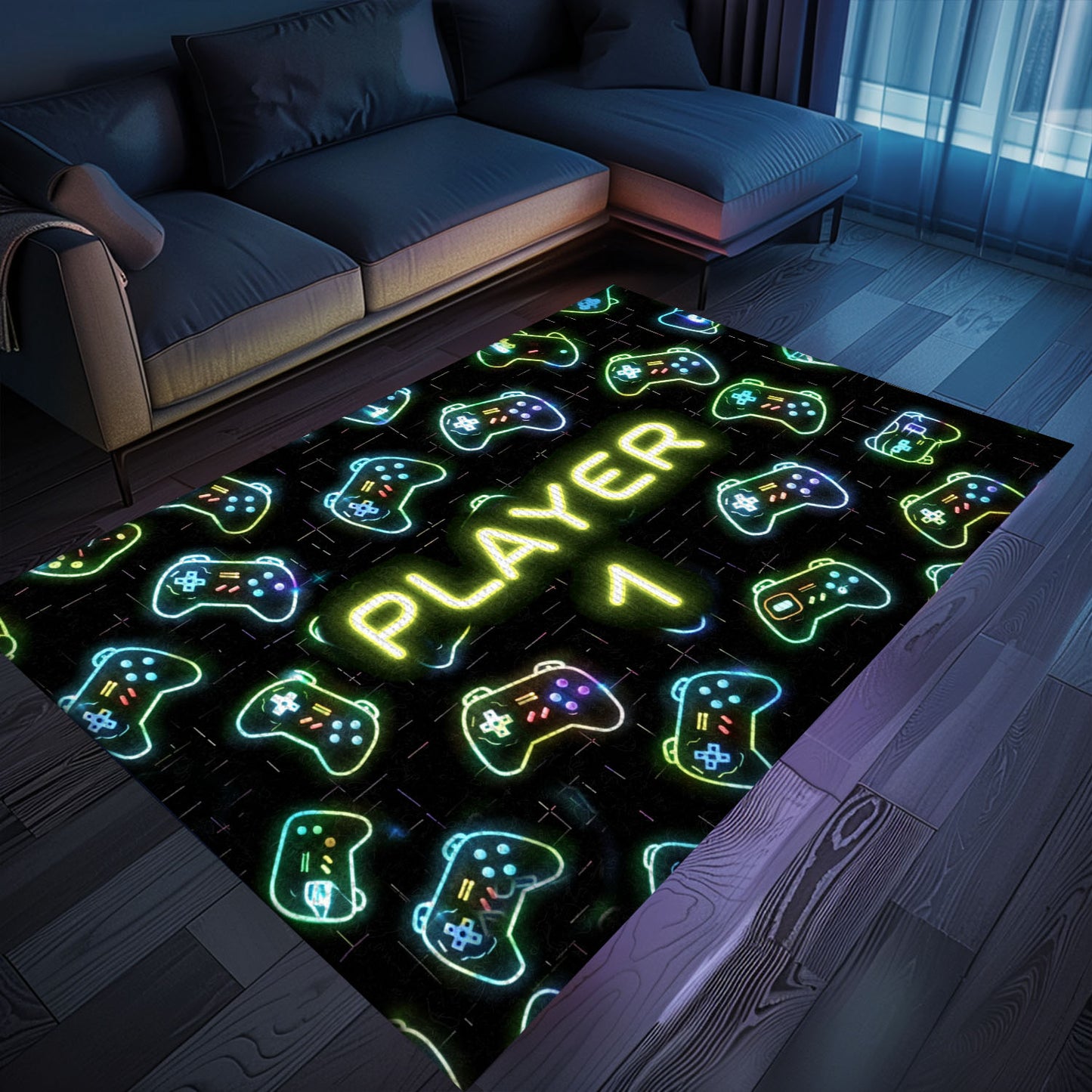 Unique Neon Video Game Retro Arcade Rug for Game Room, Perfect for Gamers Looking to Enhance Decor, Arcade Decor, Gift for Gamers, Video Game Lovers G86