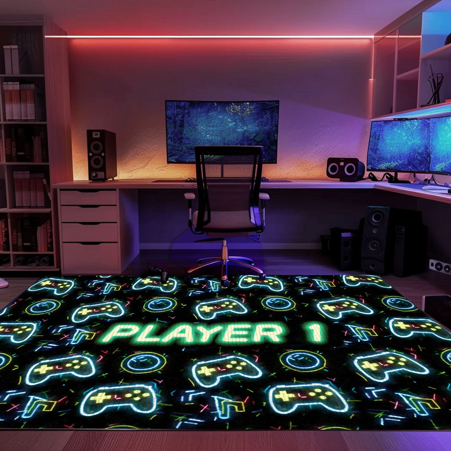Neon Video Game Retro Arcade Rug for Living Room, Ideal Decor for Gamers and Arcade Enthusiasts, Arcade Decor, Gift for Gamers, Video Game Lovers G84