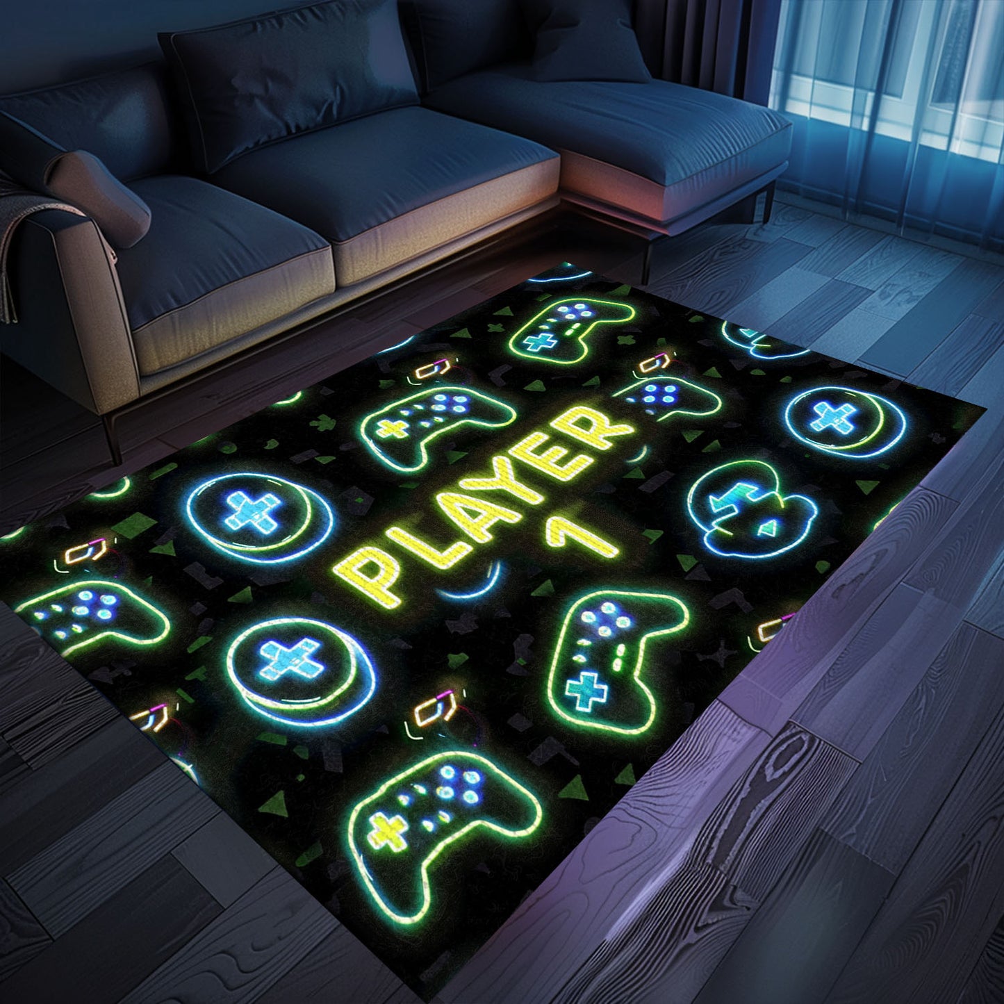 Eye-Catching Neon Video Game Retro Arcade Carpet for Game Room, Ideal for Gamers and Arcade Decor, Arcade Decor, Gift for Gamers, Video Game Lovers G82