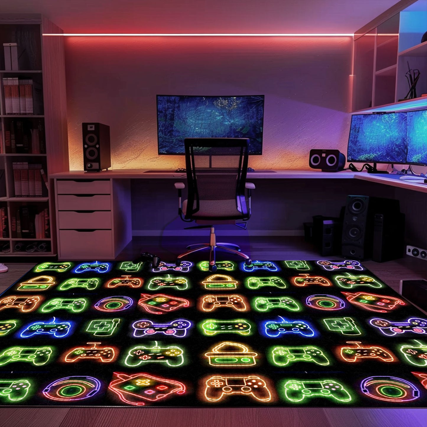 Neon Video Game Retro Arcade Carpet for Living Room, Perfect for Gamers and Retro Video Game Lovers, Arcade Decor, Gift for Gamers, Video Game Lovers G80