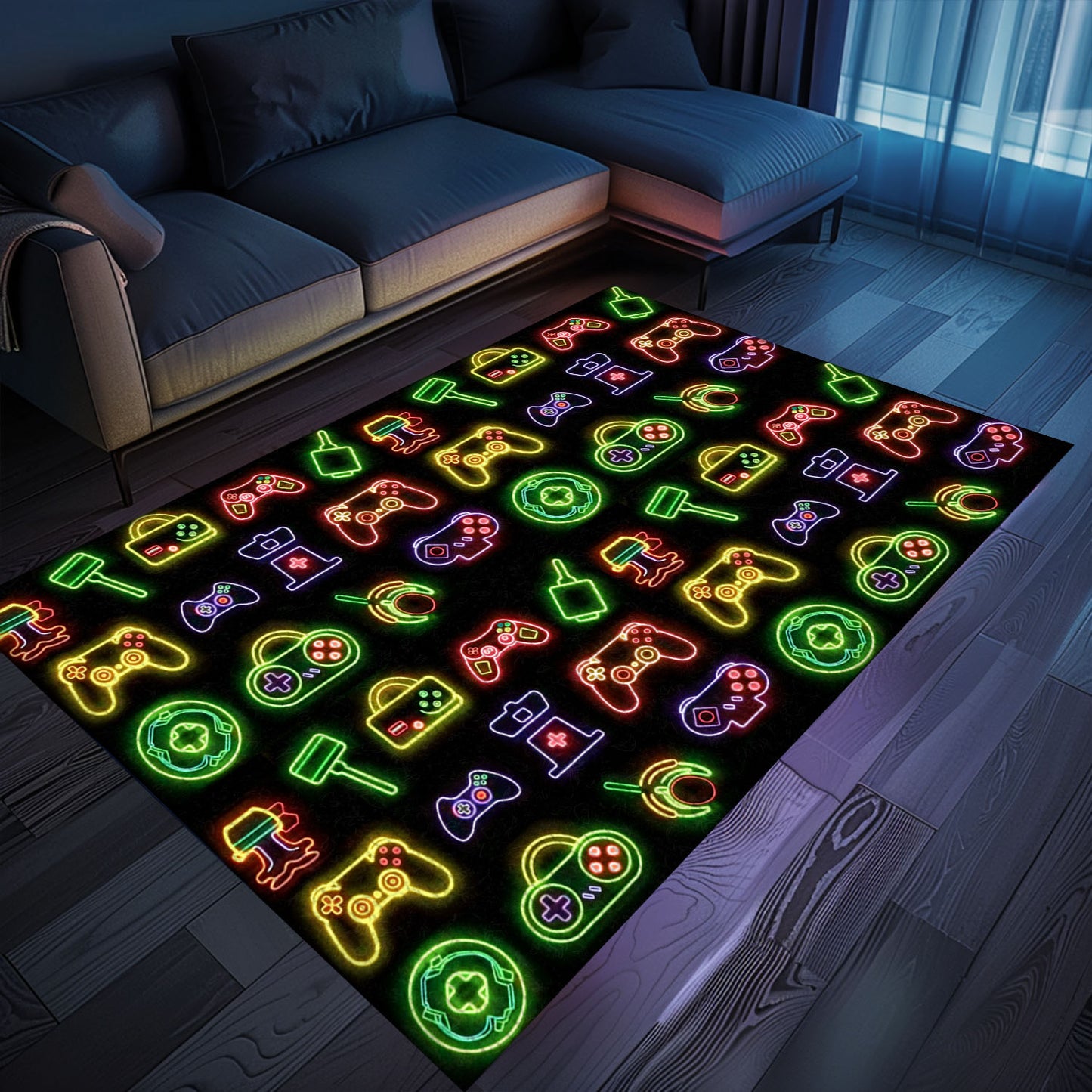 Vibrant Neon Video Game Retro Arcade Carpet for Bedroom, Perfect for Gamers and Video Game Fans, Arcade Decor, Gift for Gamers, Video Game Lovers G78