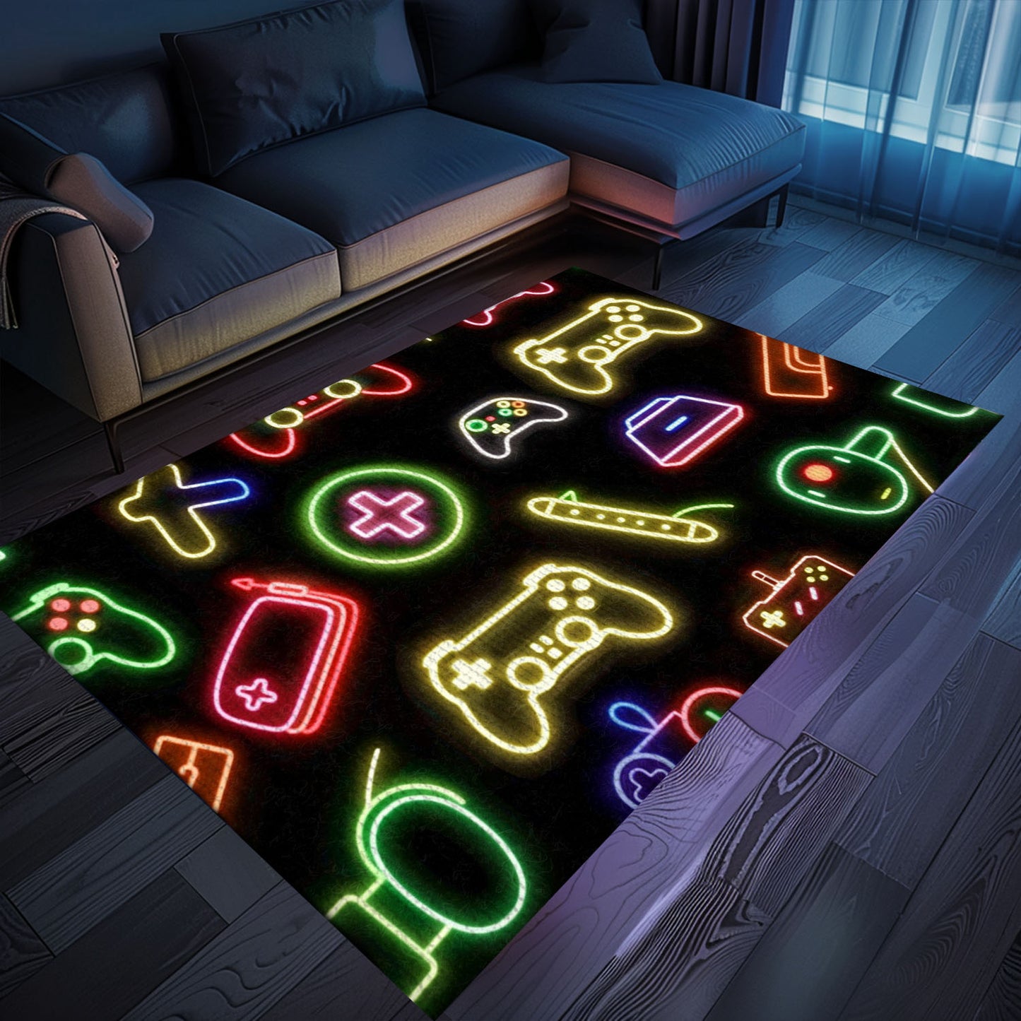 Neon Video Game Retro Arcade Carpet for Bedroom, Perfect for Gamers Looking for Unique Decor, Arcade Decor, Gift for Gamers, Video Game Lovers G75