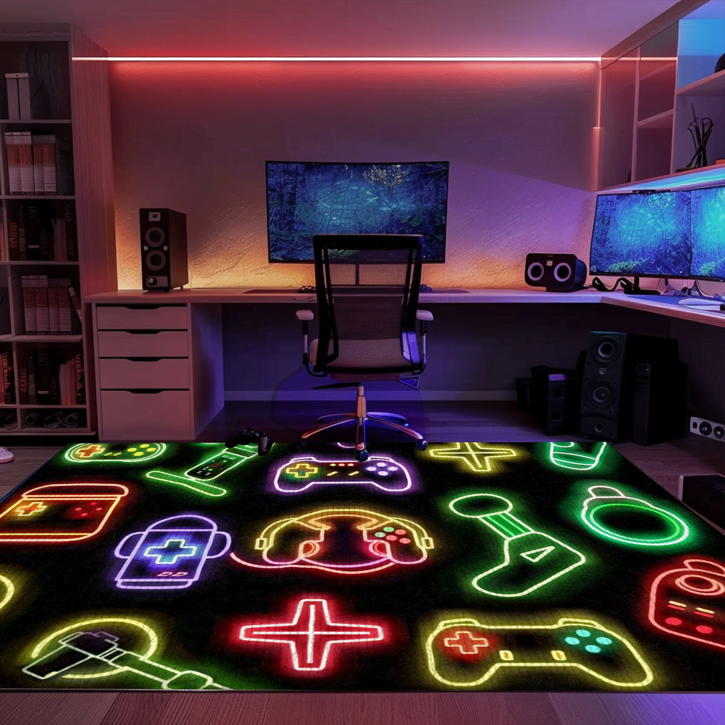 Stylish Neon Video Game Retro Arcade Rug for Living Room, Ideal for Gamers and Arcade Decor Lovers, Arcade Decor, Gift for Gamers, Video Game Lovers G74