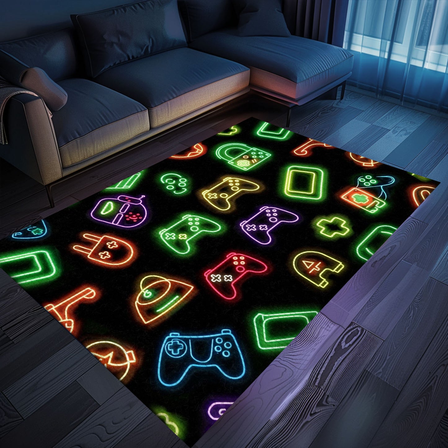 Neon Video Game Retro Arcade Carpet for Game Room, Ideal Decor for Gamers and Video Game Fans, Arcade Decor, Gift for Gamers, Video Game Lovers G72