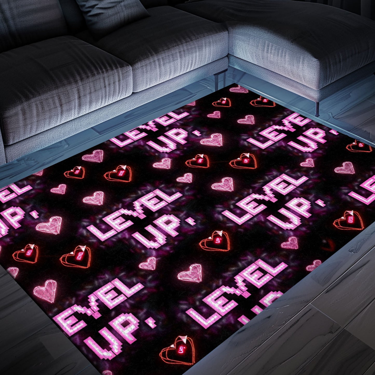 Unique Neon Video Game Retro Arcade Game Room Carpet, Perfect for Gamers and Living Room Decor, Arcade Decor, Gift for Gamers, Video Game Lovers G69