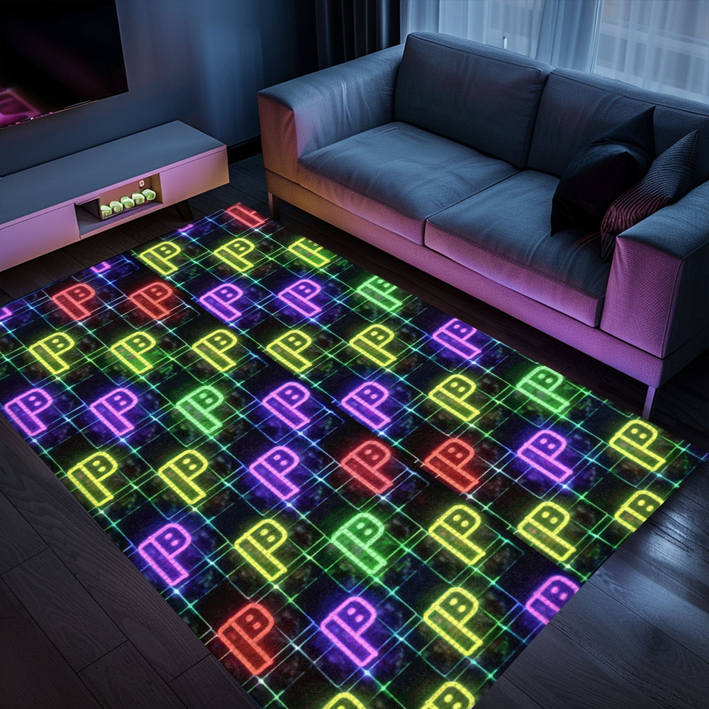 Neon Video Game Retro Arcade Carpet for Living Room Gift for Gamers and Retro Video Game Lovers, Arcade Decor, Gift for Gamers, Video Game Lovers G67