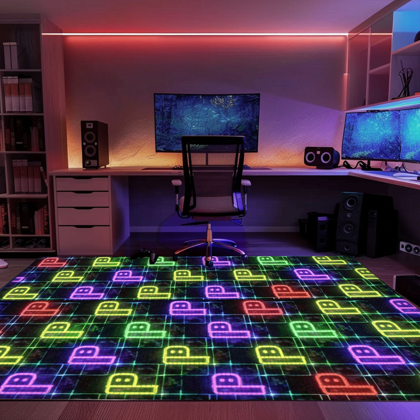 Neon Video Game Retro Arcade Carpet for Living Room Gift for Gamers and Retro Video Game Lovers, Arcade Decor, Gift for Gamers, Video Game Lovers G67
