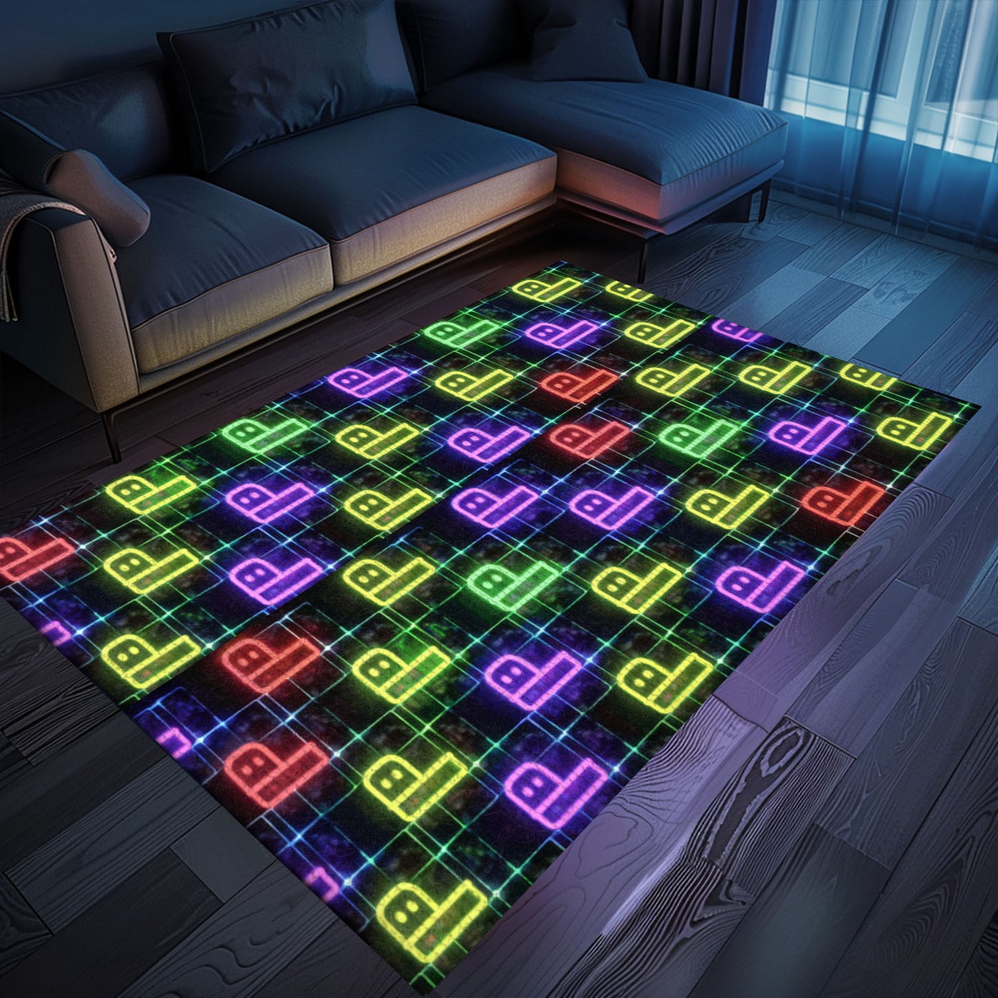 Neon Video Game Retro Arcade Carpet for Living Room Gift for Gamers and Retro Video Game Lovers, Arcade Decor, Gift for Gamers, Video Game Lovers G67