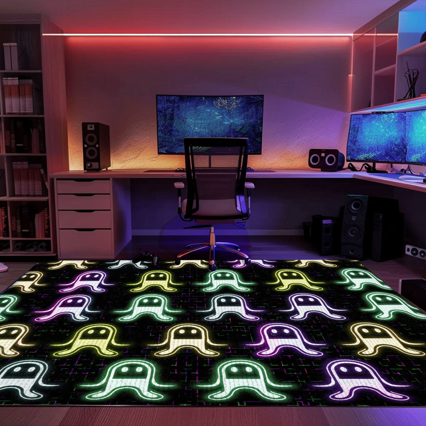 Eye-Catching Neon Video Game Retro Arcade Game Room Rug, Great Gift for Video Game Enthusiasts, Arcade Decor, Gift for Gamers, Video Game Lovers G76