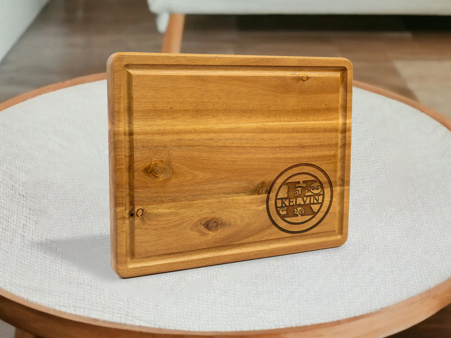 Handmade Cutting Board Personalized Monogram Name Design