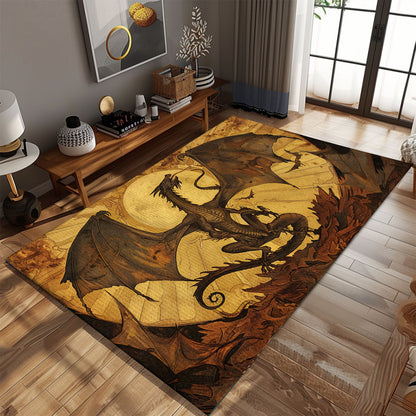 Historic 1400s Dragon Area Rug, Perfect for Adding a Rich and Enchanting Medieval Theme to Your Interior Design, Gift For Dragon Lovers, Personalized Dragon Rug for Living Room, Bedroom DG120