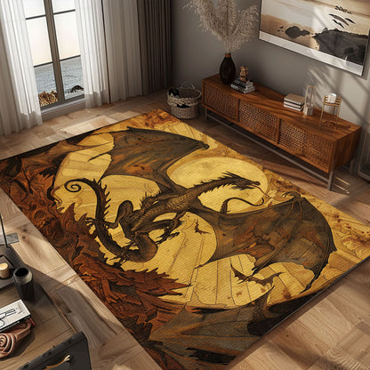 Historic 1400s Dragon Area Rug, Perfect for Adding a Rich and Enchanting Medieval Theme to Your Interior Design, Gift For Dragon Lovers, Personalized Dragon Rug for Living Room, Bedroom DG120