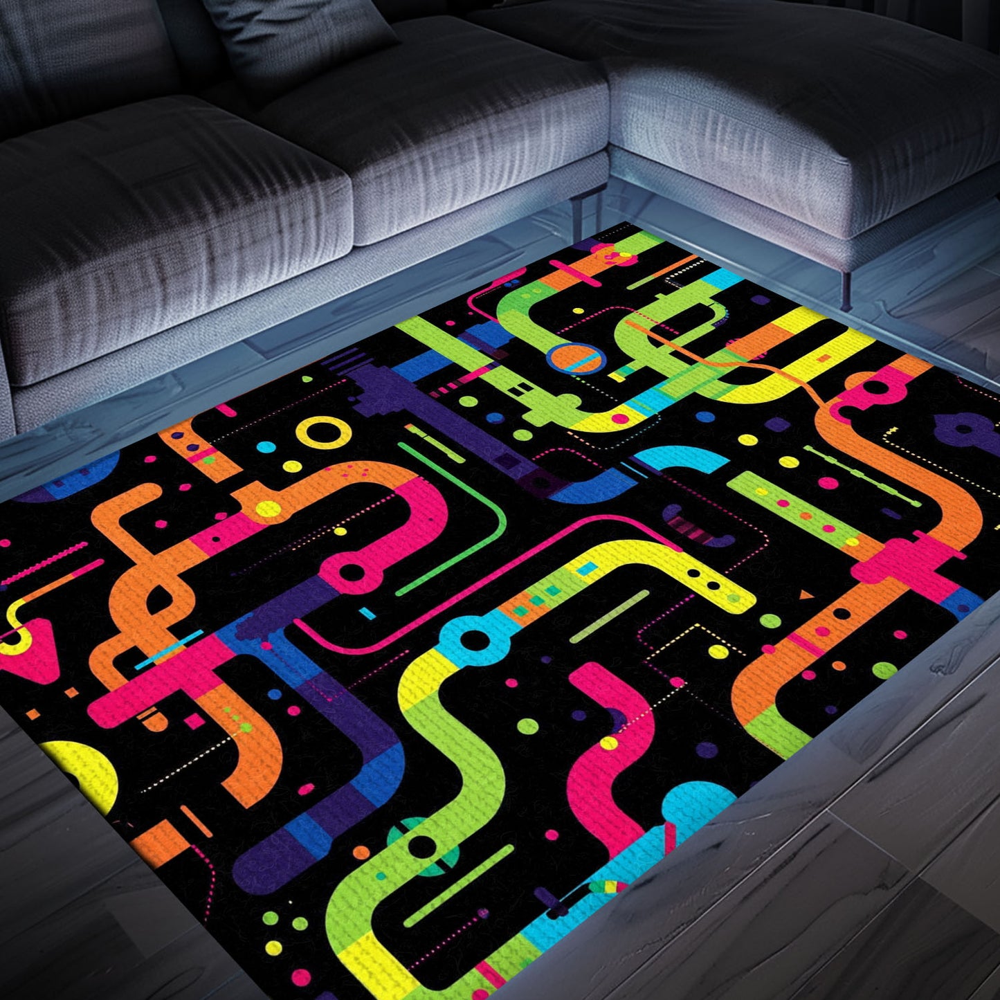 70s Retro Arcade Game Room Carpet for Bedroom, Ideal for Adding a Touch of Gaming Nostalgia, Arcade Decor, Gift for Gamers, Video Game Lovers G58