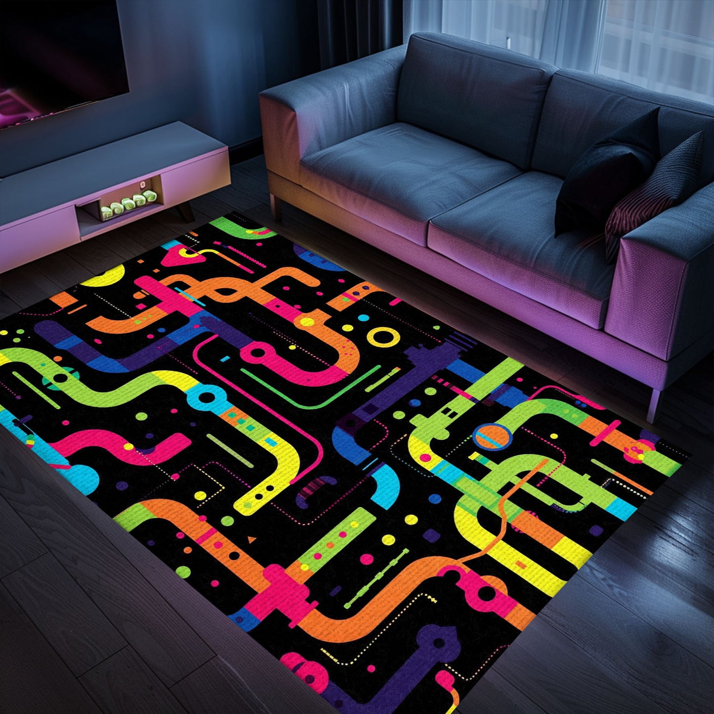 70s Retro Arcade Game Room Carpet for Bedroom, Ideal for Adding a Touch of Gaming Nostalgia, Arcade Decor, Gift for Gamers, Video Game Lovers G58