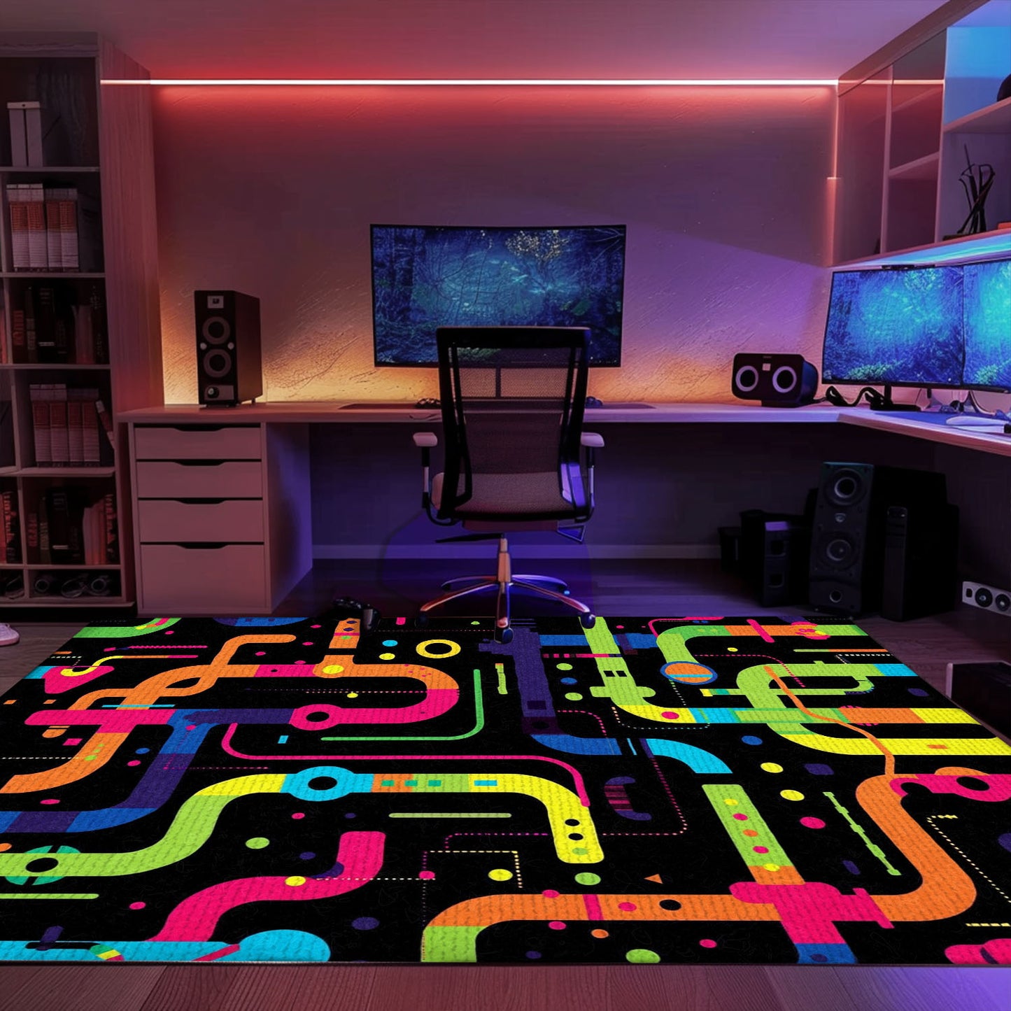 70s Retro Arcade Game Room Carpet for Bedroom, Ideal for Adding a Touch of Gaming Nostalgia, Arcade Decor, Gift for Gamers, Video Game Lovers G58