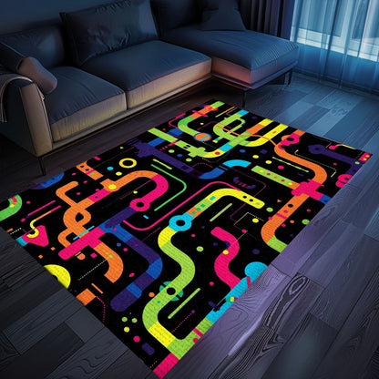 70s Retro Arcade Game Room Carpet for Bedroom, Ideal for Adding a Touch of Gaming Nostalgia, Arcade Decor, Gift for Gamers, Video Game Lovers G58