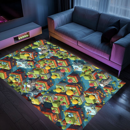 70s Retro Arcade Game Rug for Living Room, Perfect for Gamers Looking to Decorate Their Space, Arcade Decor, Gift for Gamers, Video Game Lovers G56