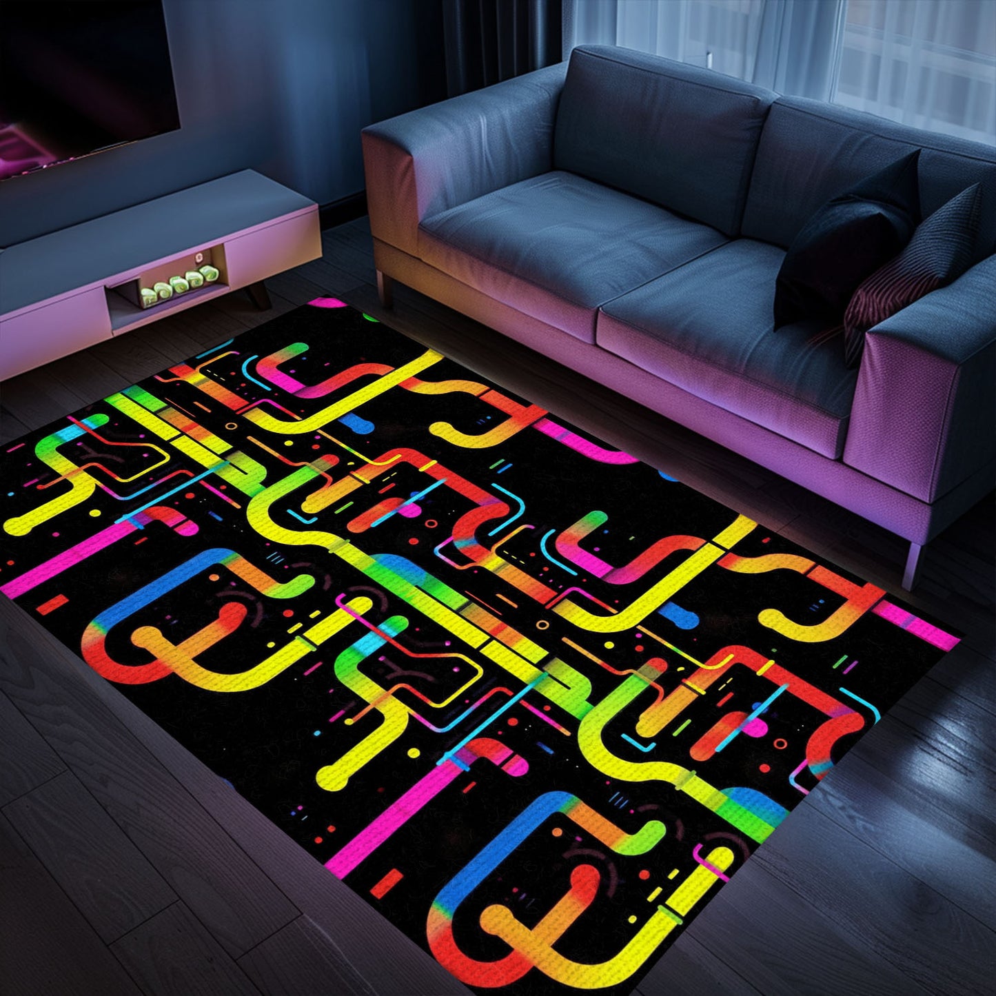 70s Retro Arcade Rug for Living Room, Perfect for Gamers and Video Game Enthusiasts Alike, Arcade Decor, Gift for Gamers, Video Game Lovers G54