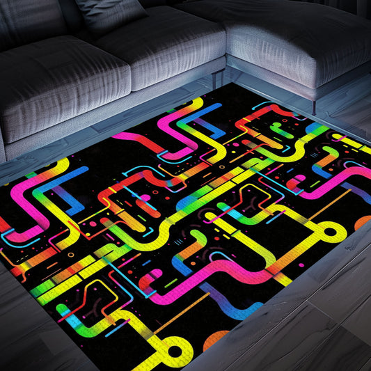 Colorful 70s Retro Arcade Game Room Carpet for Bedroom, a Great Gift for Retro Video Game Fans, Arcade Decor, Gift for Gamers, Video Game Lovers G53